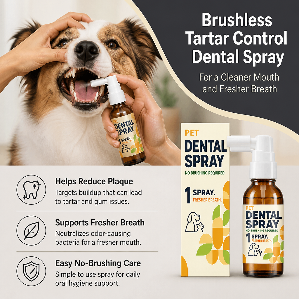 Brushless Tartar Control Dental Spray for Dogs – Helps Reduce Plaque & Freshen Breath