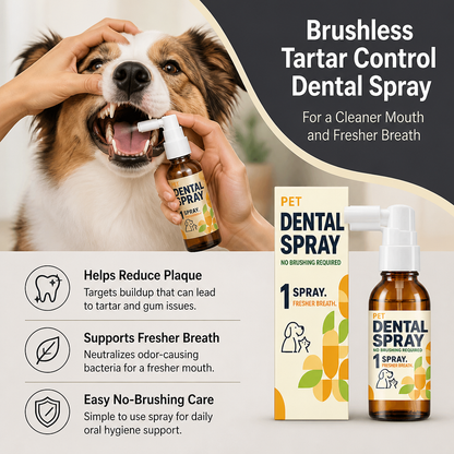 Brushless Tartar Control Dental Spray for Dogs – Helps Reduce Plaque & Freshen Breath