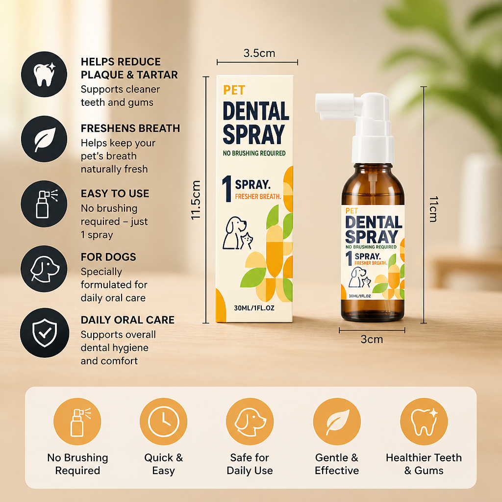 Brushless Tartar Control Dental Spray for Dogs – Helps Reduce Plaque & Freshen Breath