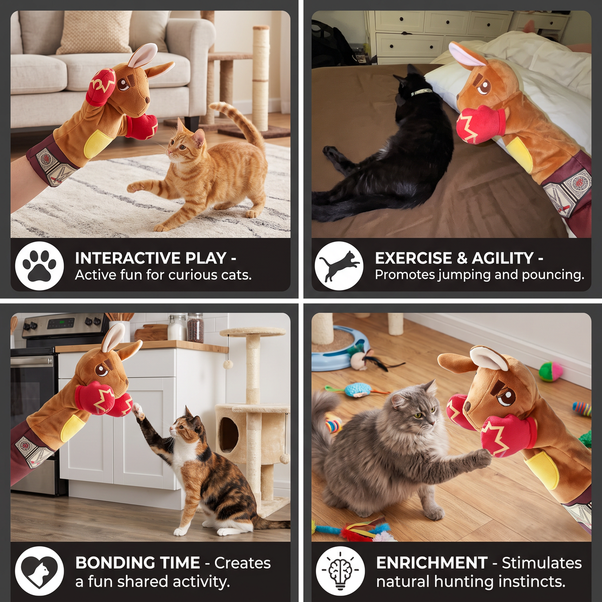 Interactive Kangaroo Boxing Hand Puppet Cat Toy
