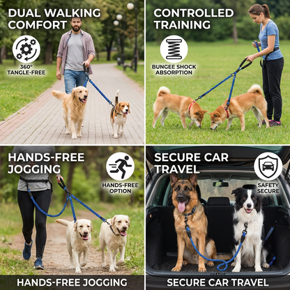 Easy Anti-Tangle Double Dog Leash
