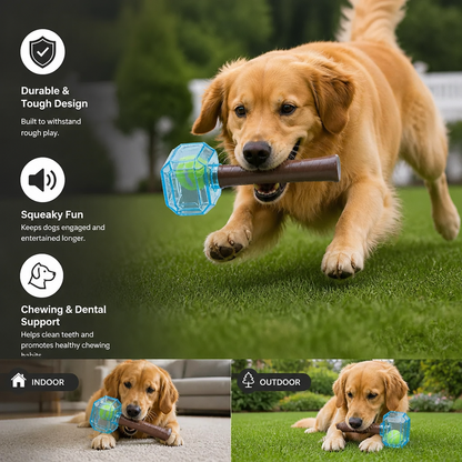 Durable Squeaky Hammer Chew Toy for Dogs