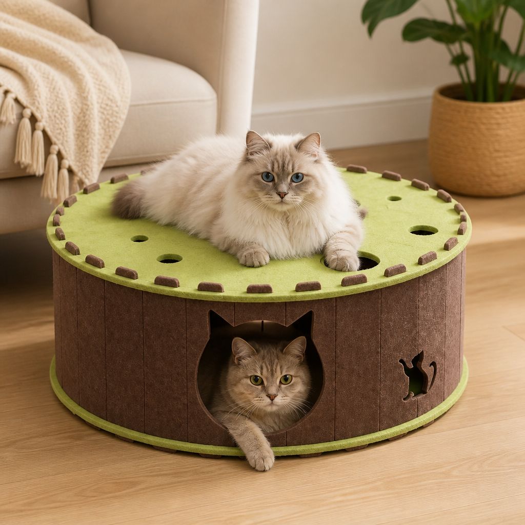 4-in-1 Foldable Cat Tunnel House – Interactive Hideaway, Scratcher & Play Bed