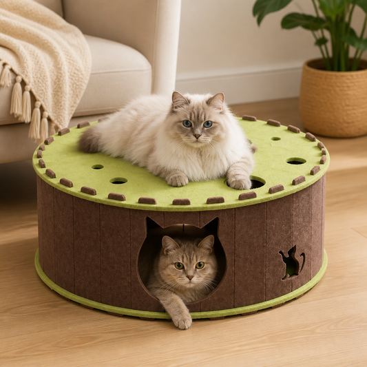4-in-1 Foldable Cat Tunnel House – Interactive Hideaway, Scratcher & Play Bed