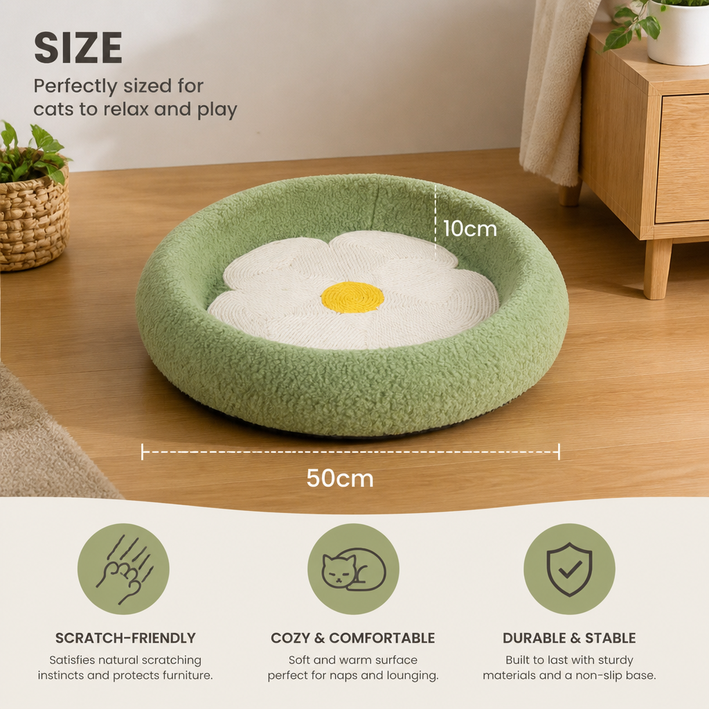 Flower Cat Scratcher Bed – Cozy 2-in-1 Scratching Lounge