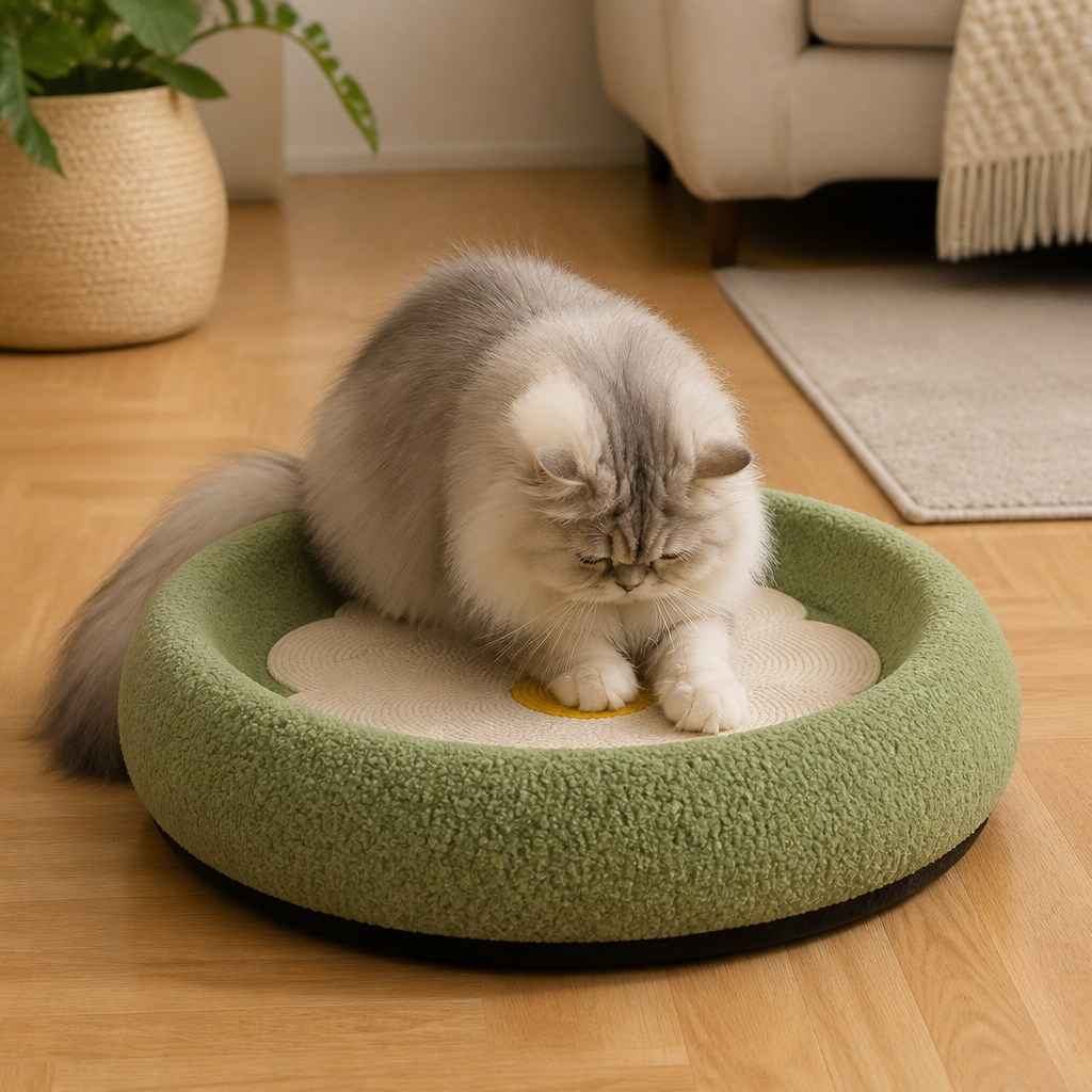 Flower Cat Scratcher Bed – Cozy 2-in-1 Scratching Lounge
