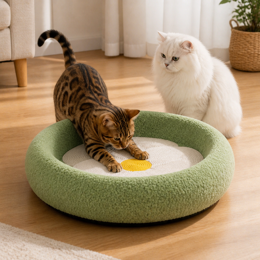 Flower Cat Scratcher Bed – Cozy 2-in-1 Scratching Lounge