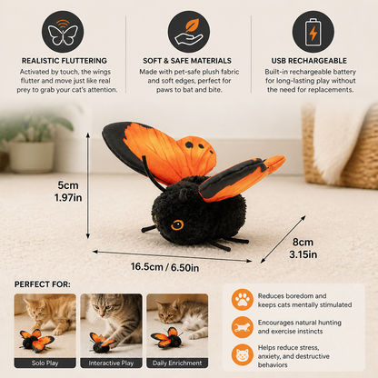 Interactive Flutter Butterfly Cat Toy – Automatic Flying Teaser