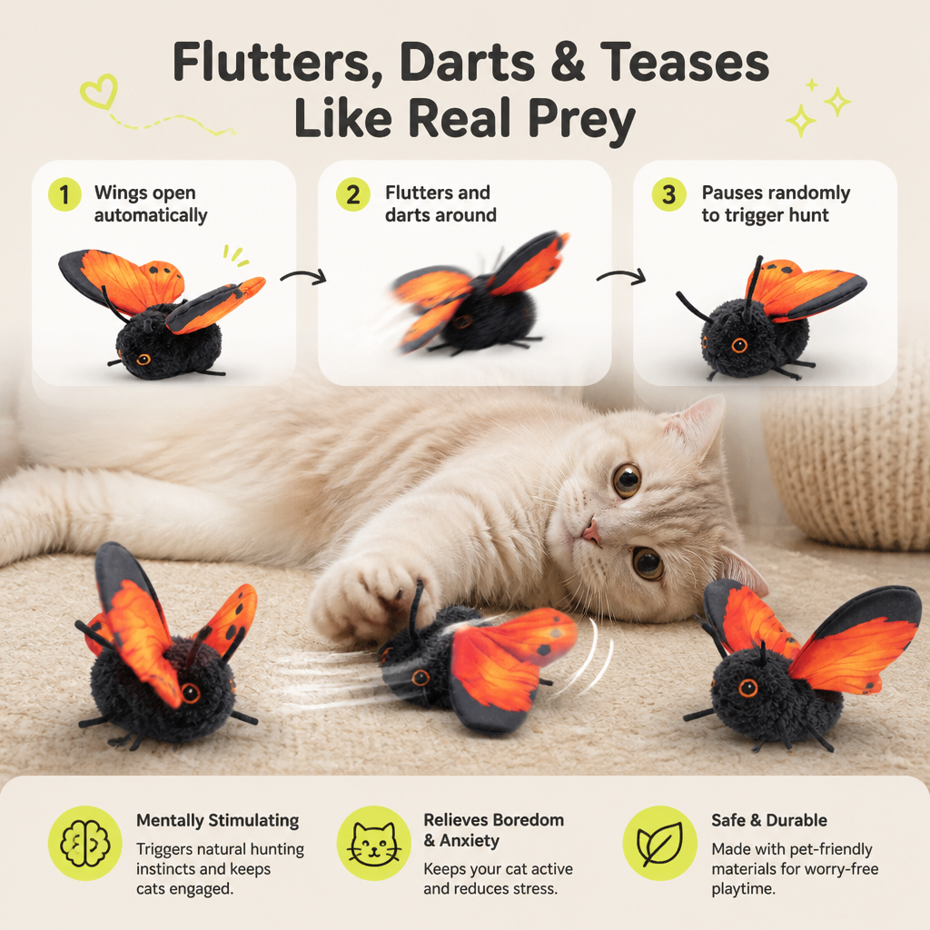 Interactive Flutter Butterfly Cat Toy – Automatic Flying Teaser
