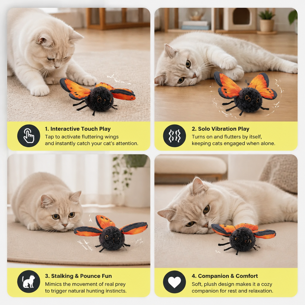 Interactive Flutter Butterfly Cat Toy – Automatic Flying Teaser