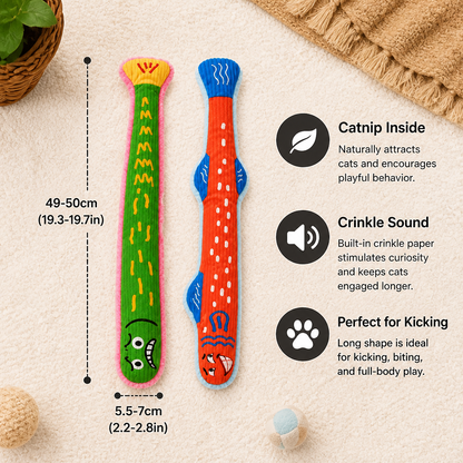 Catnip Crinkle Kicker Toy – Plush Cat Kick & Cuddle Toy