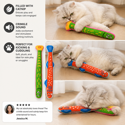 Catnip Crinkle Kicker Toy – Plush Cat Kick & Cuddle Toy