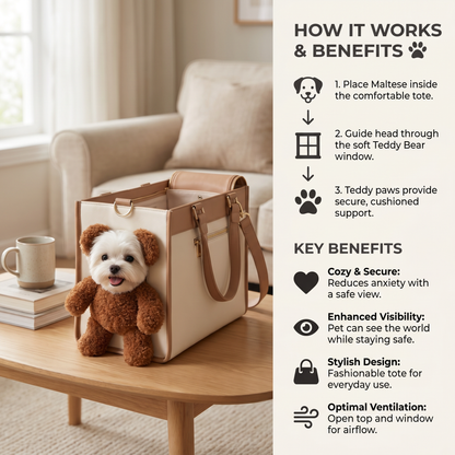 Pet Carrier Tote Bag with Teddy Bear Peek-a-Boo Window