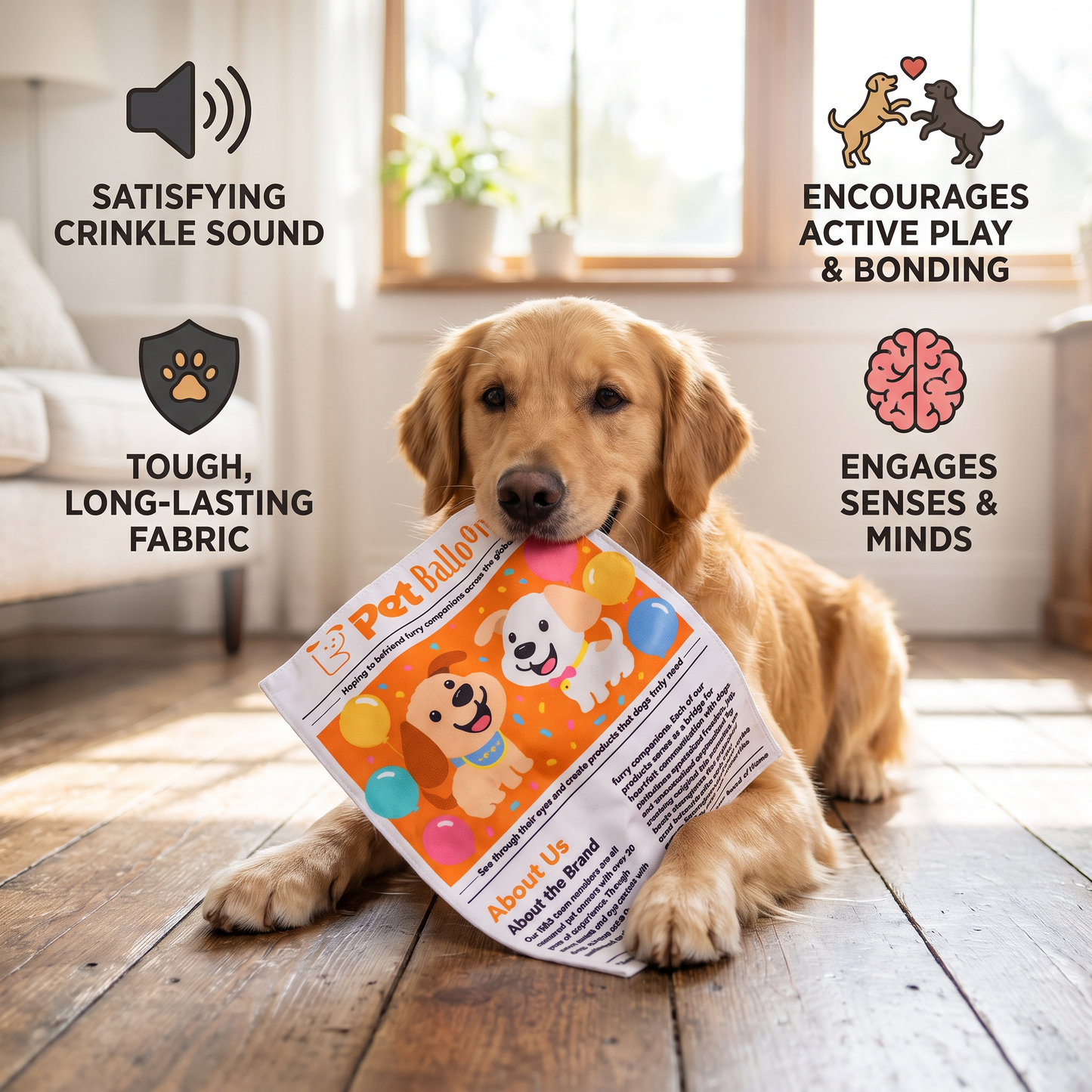 Durable Interactive Crinkle Newspaper Dog Toy