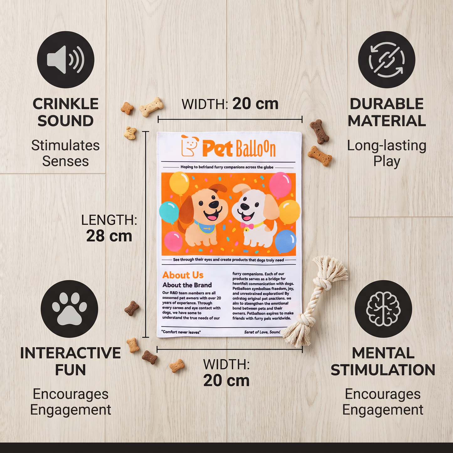 Durable Interactive Crinkle Newspaper Dog Toy