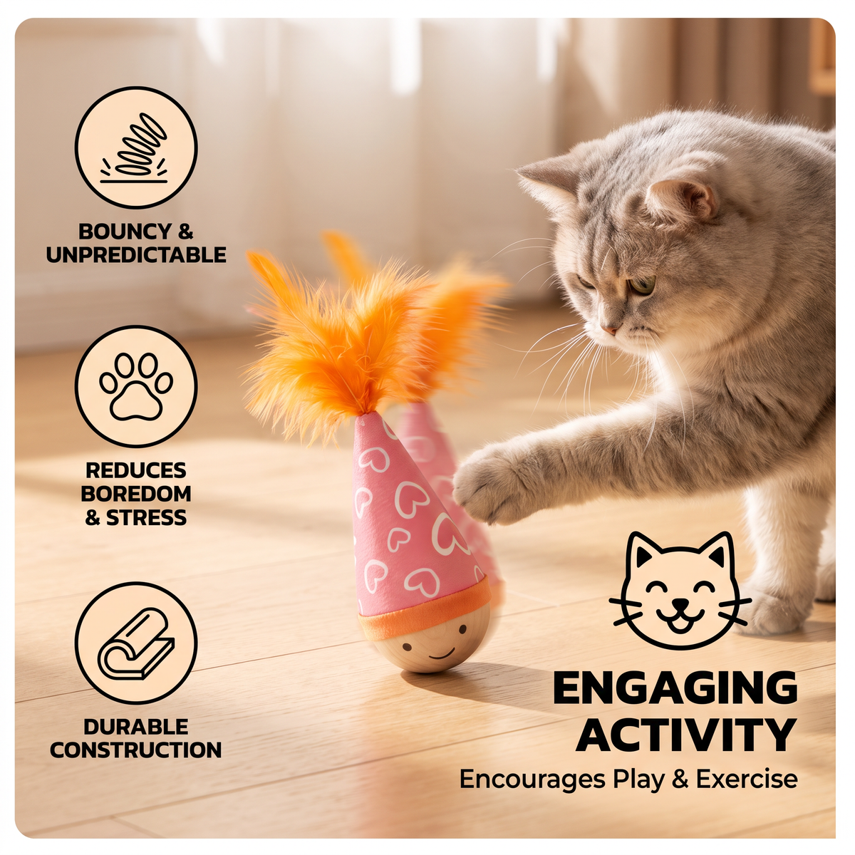 Bouncy Cat Toy – Durable Activity Toy to Reduce Boredom in Cats