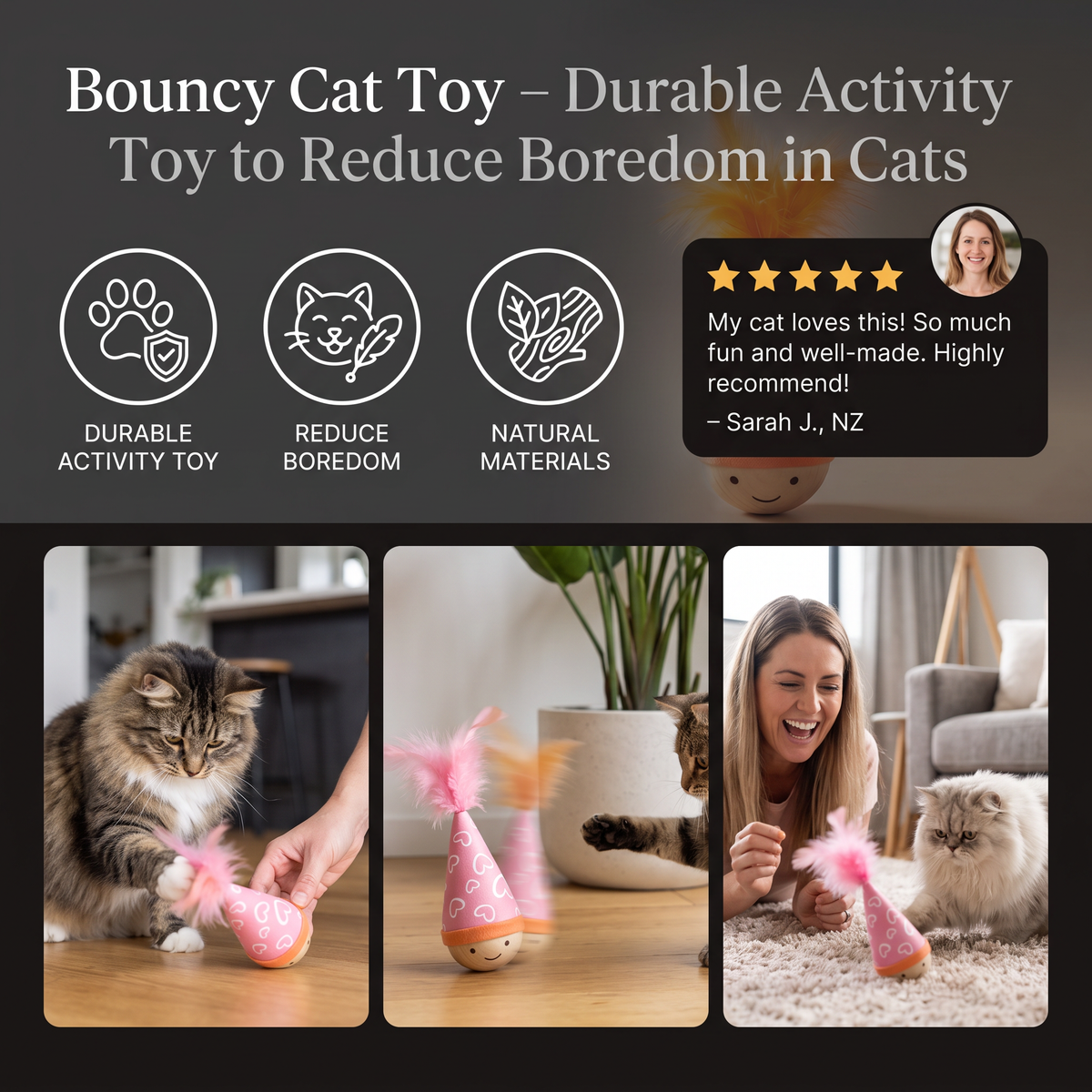 Bouncy Cat Toy – Durable Activity Toy to Reduce Boredom in Cats