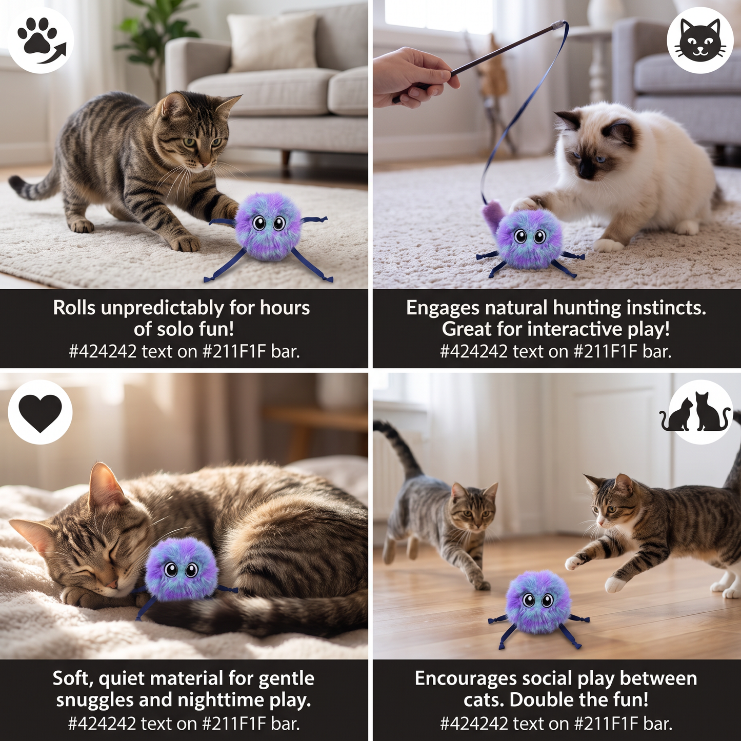 Cute Interactive Rolling Plush Cat toy