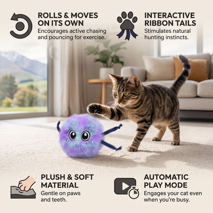 Cute Interactive Rolling Plush Cat toy