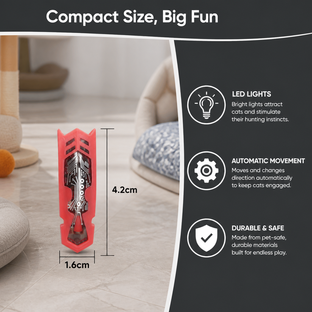 Interactive Electric Beetle Cat Toy with LED Lights and Automatic Moving Action