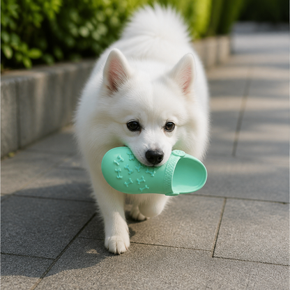 Interactive Squeaky Slipper Dog Chew Toy