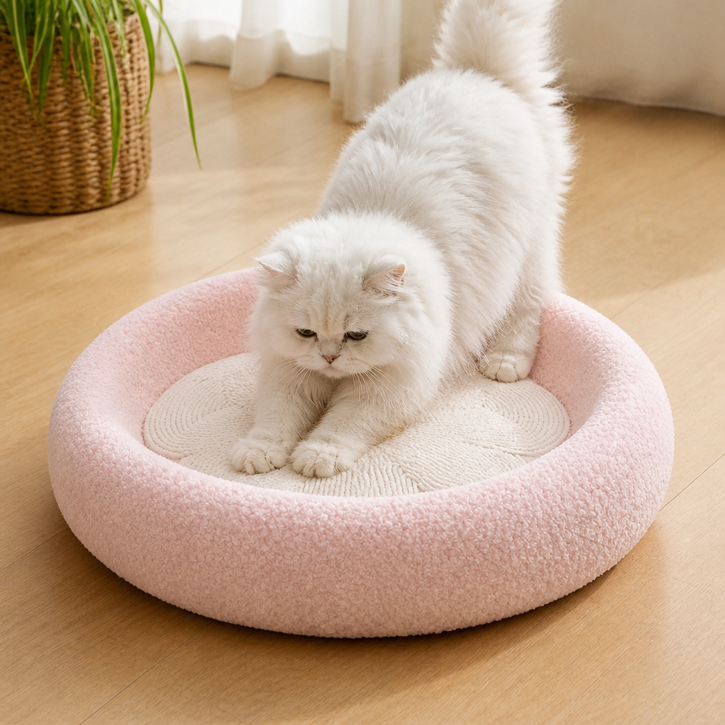 Flower Cat Scratcher Bed – Cozy 2-in-1 Scratching Lounge