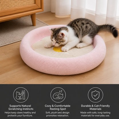 Flower Cat Scratcher Bed – Cozy 2-in-1 Scratching Lounge