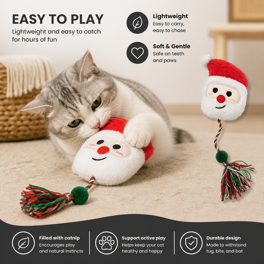Christmas Catnip Rope Teaser Cat Toy