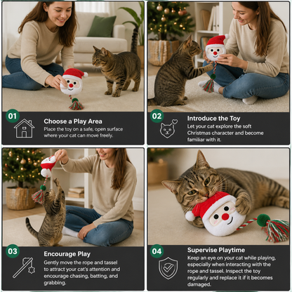 Christmas Catnip Rope Teaser Cat Toy
