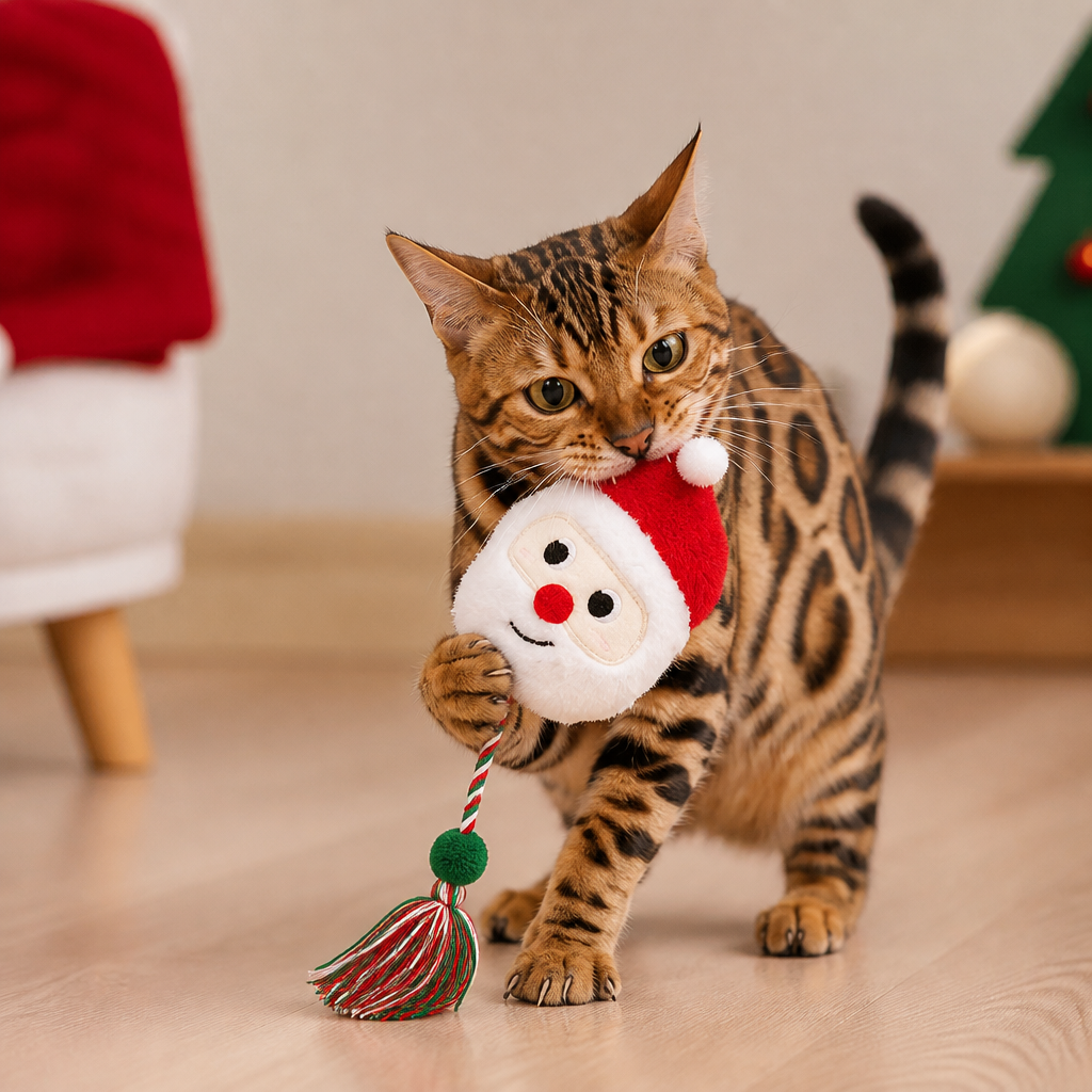 Christmas Catnip Rope Teaser Cat Toy