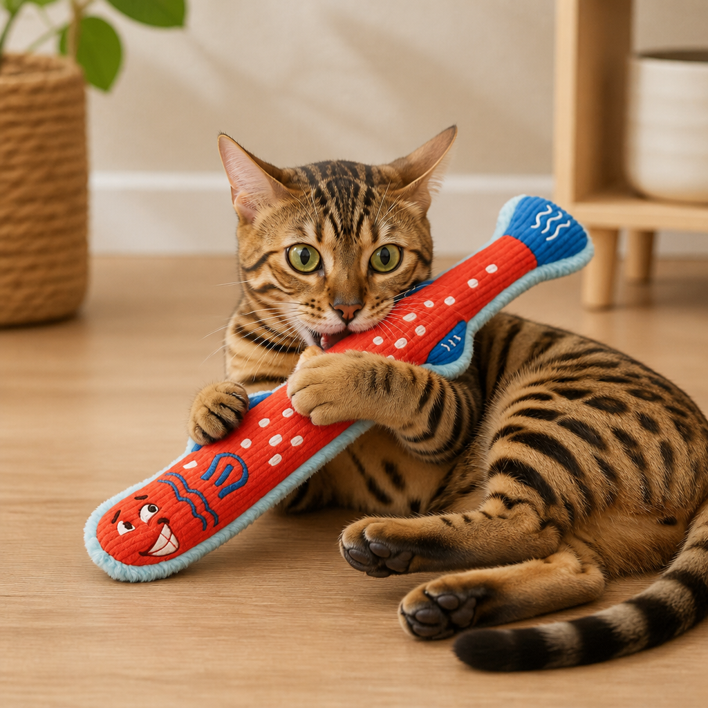 Catnip Crinkle Kicker Toy – Plush Cat Kick & Cuddle Toy