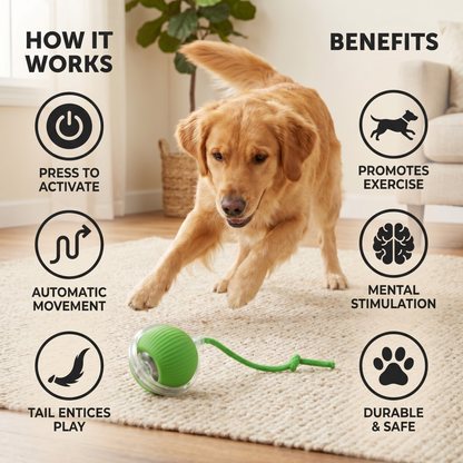 Active Rolling Ball with Tail for Dogs