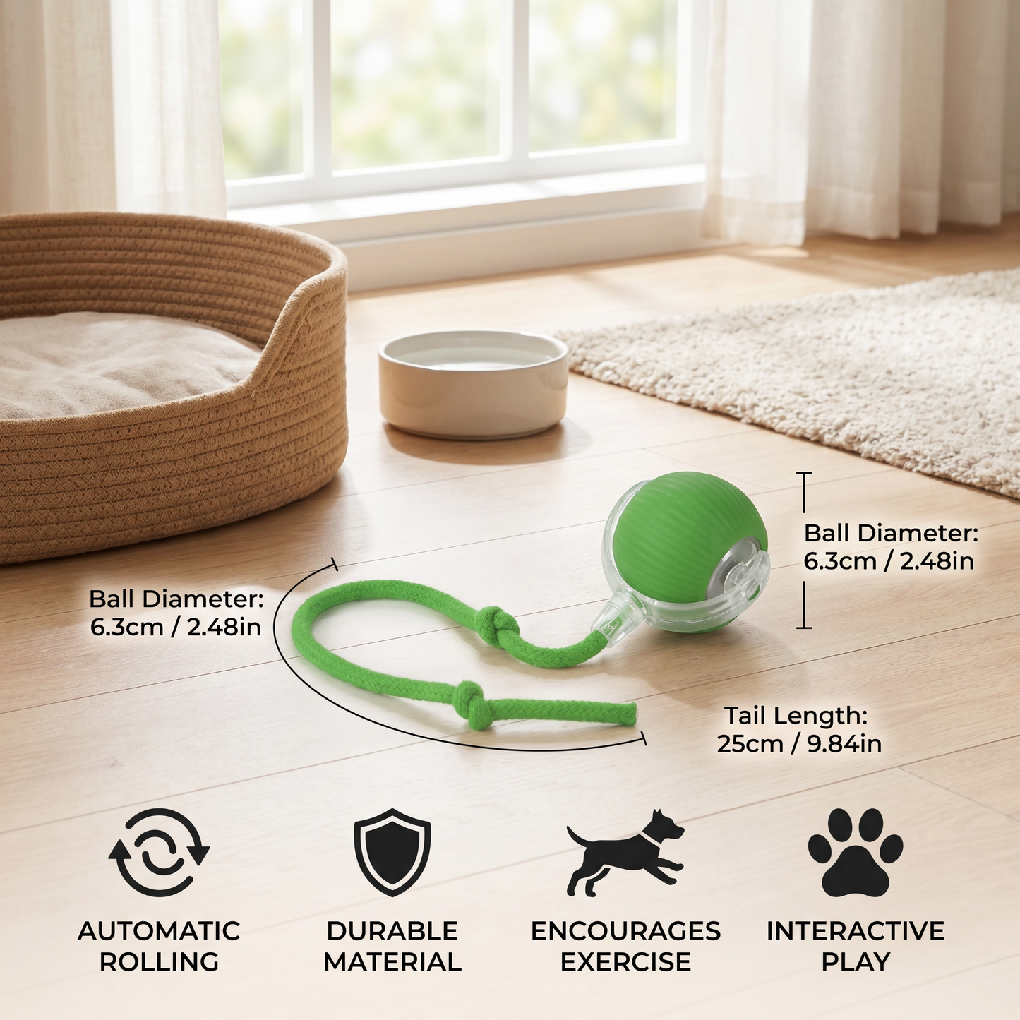 Active Rolling Ball with Tail for Dogs