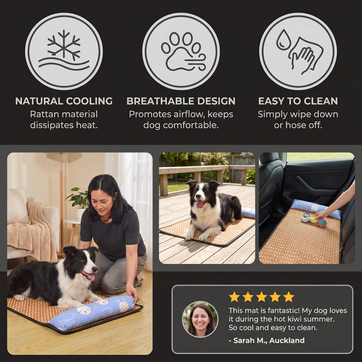 Breathable Rattan Dog Cooling Mat