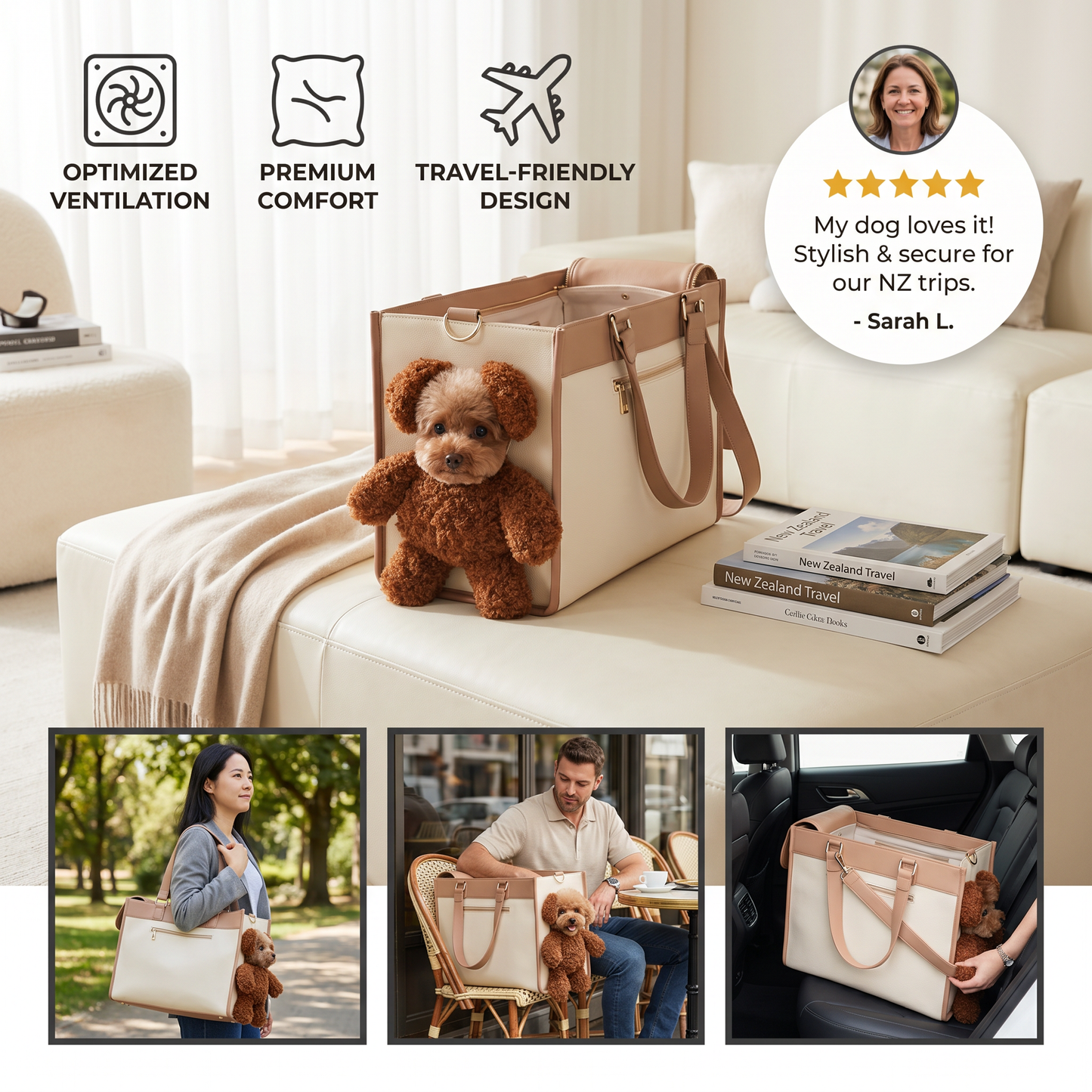 Pet Carrier Tote Bag with Teddy Bear Peek-a-Boo Window