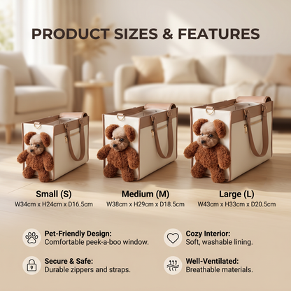 Pet Carrier Tote Bag with Teddy Bear Peek-a-Boo Window
