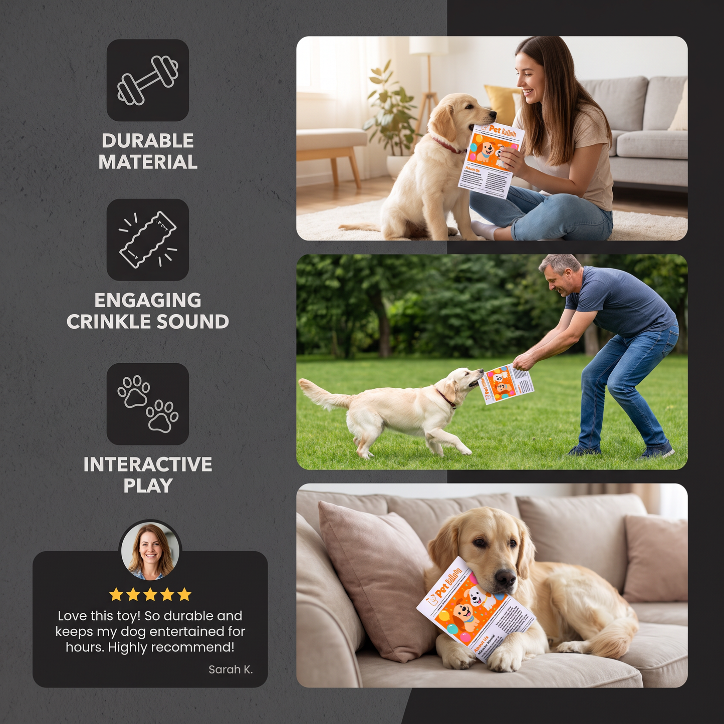 Durable Interactive Crinkle Newspaper Dog Toy