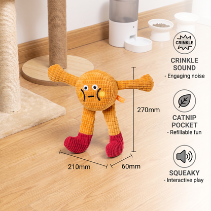 Crinkle Waffle Cat Toy with Catnip Pocket and Squeaky Sound
