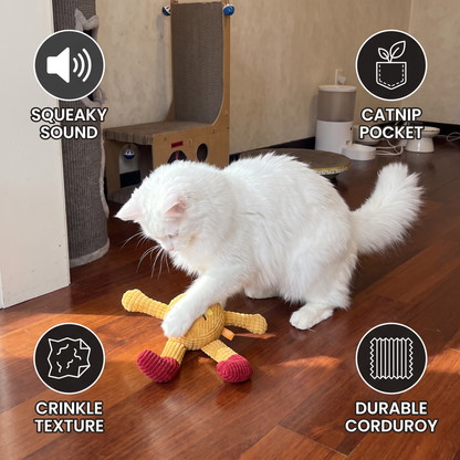 Crinkle Waffle Cat Toy with Catnip Pocket and Squeaky Sound