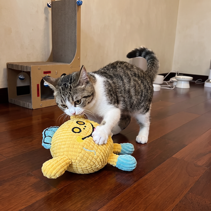 Crinkle Waffle Cat Toy with Catnip Pocket and Squeaky Sound