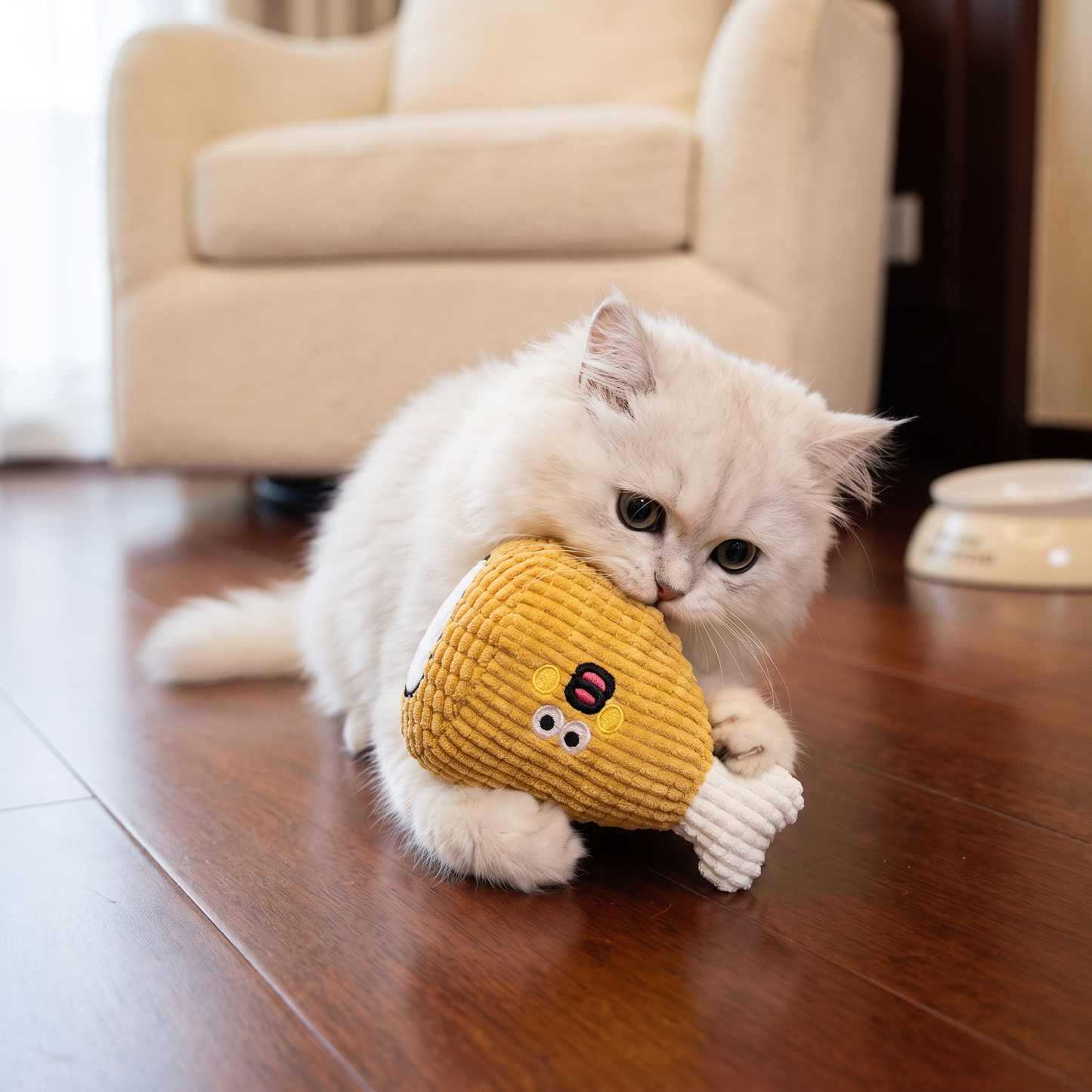 Crinkle Waffle Cat Toy with Catnip Pocket and Squeaky Sound