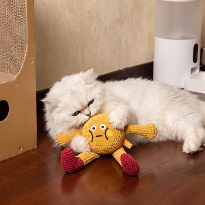 Crinkle Waffle Cat Toy with Catnip Pocket and Squeaky Sound