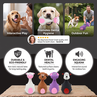 Durable Eco-Friendly Latex Squeaky Dental Dog Toy