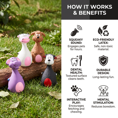 Durable Eco-Friendly Latex Squeaky Dental Dog Toy
