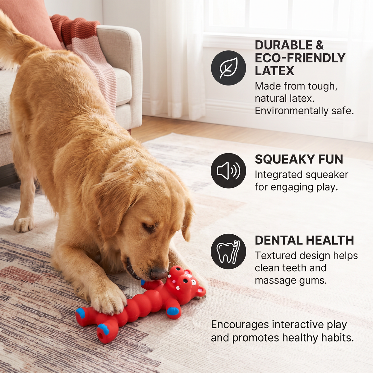 Durable Natural Latex Teeth Cleaning Dog Chew Toy