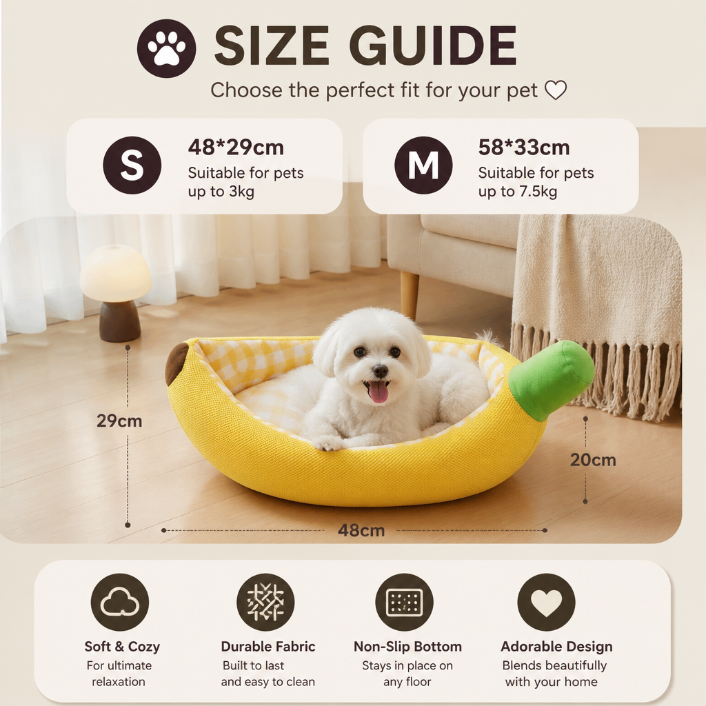 Banana-Shaped Cozy Pet Bed for Dogs
