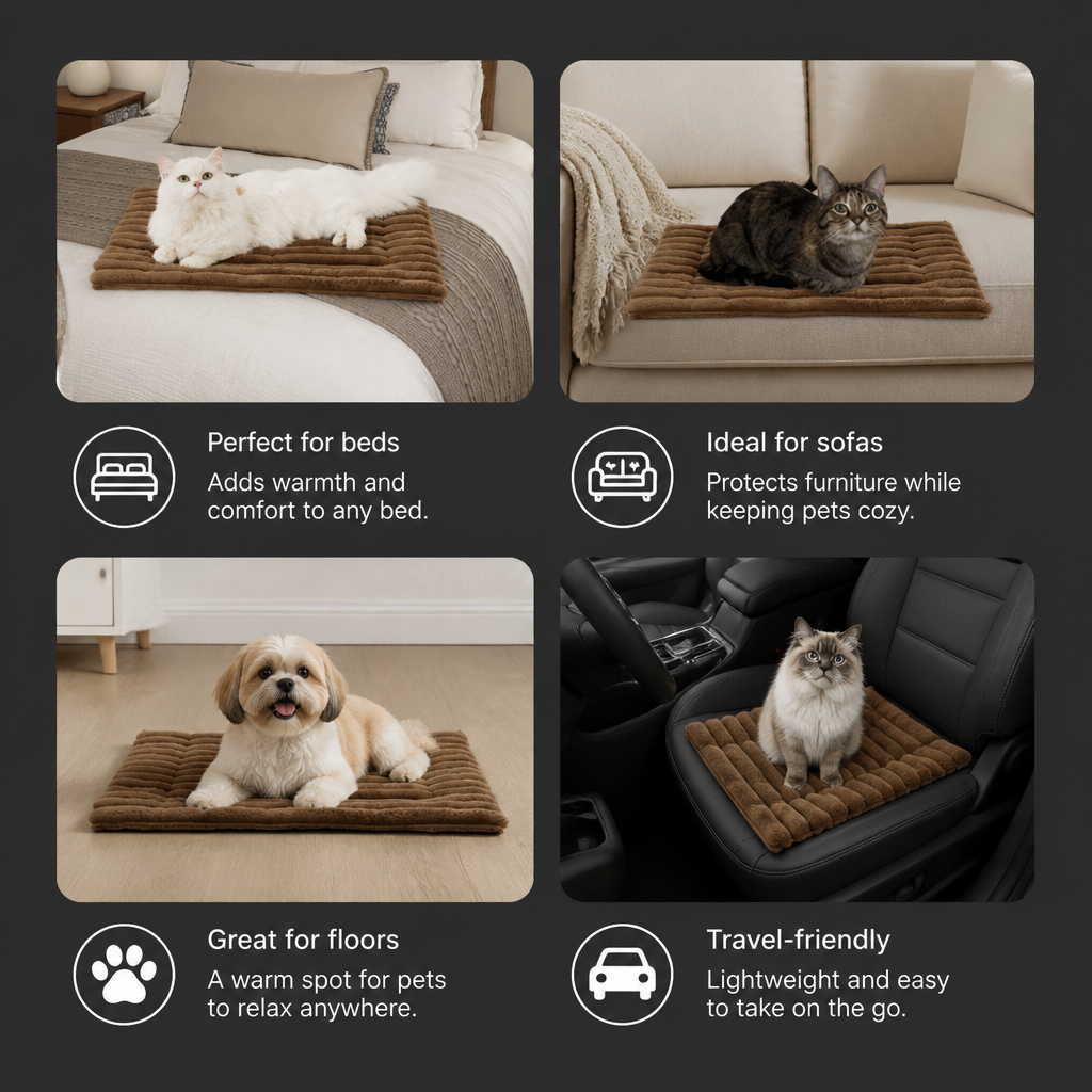 Self-Warming Pet Mat for Cats & Dogs – Quiet, Non-Slip & Electricity-Free