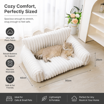 Fluffy Cloud Cat Sofa Bed with Soft Bolsters & Washable Covers