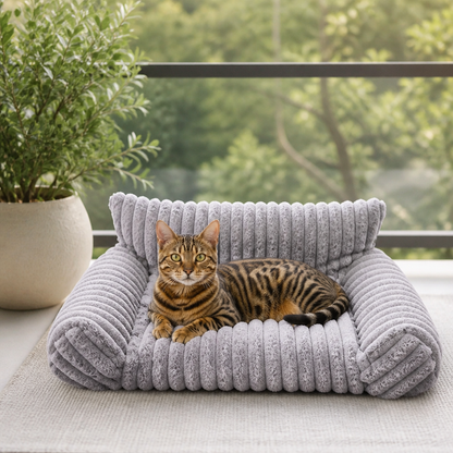 Fluffy Cloud Cat Sofa Bed with Soft Bolsters & Washable Covers