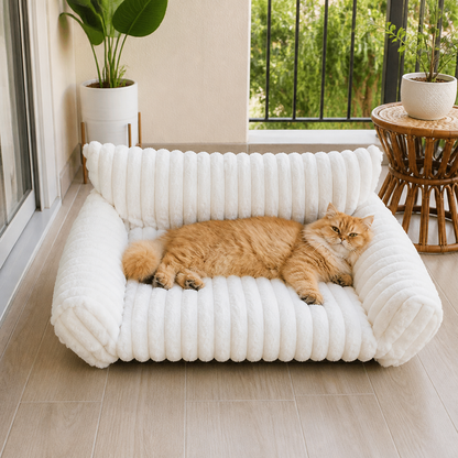 Fluffy Cloud Cat Sofa Bed with Soft Bolsters & Washable Covers